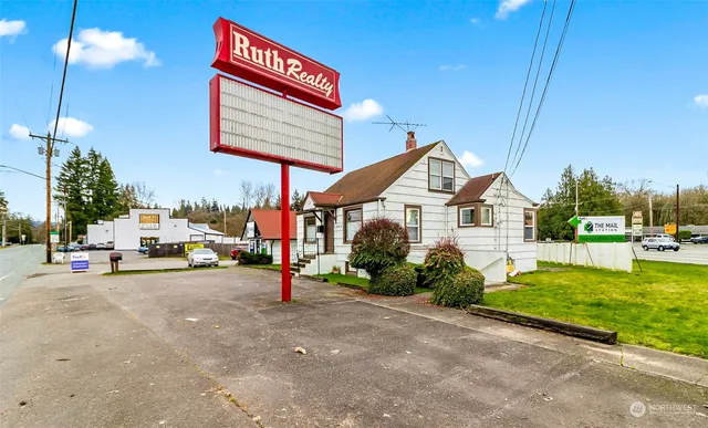 a front view of a building with street