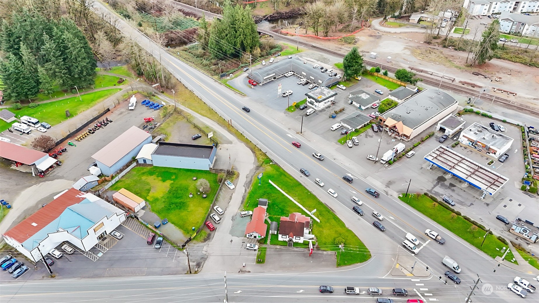 19910 Old Owen Road Monroe, WA 98272 - Photo 5 of 22 an aerial view of a house with a garden and swimming pool