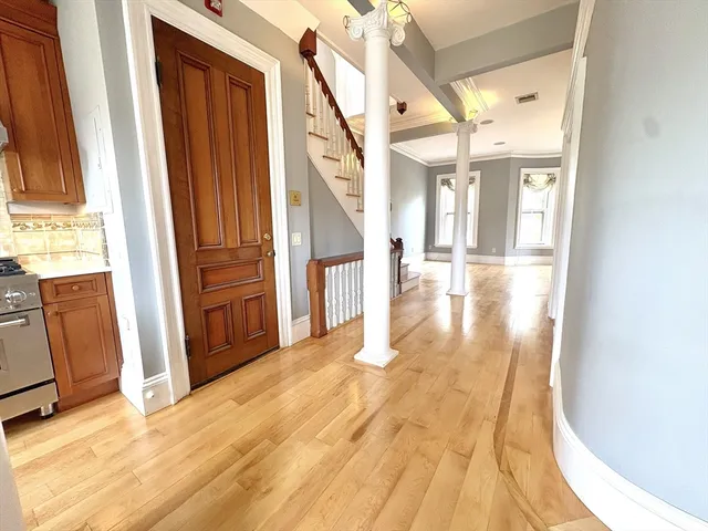 a kitchen with a stove and a sink