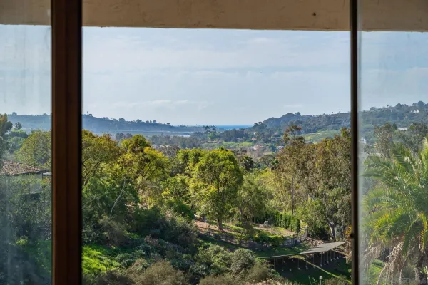 a view of a city from a balcony