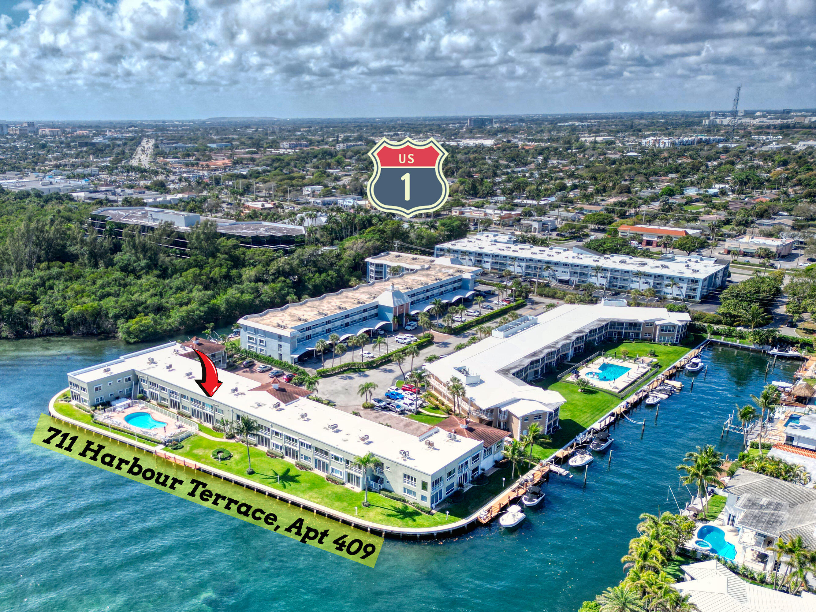 711 Northeast Harbour Terrace, Unit 409 Boca Raton, FL 33431 - Photo 41 of 42 wsw aerial
