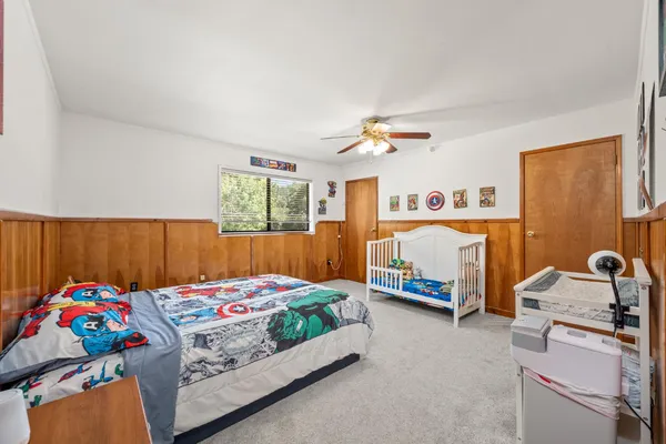 a view of balcony with wooden floor
