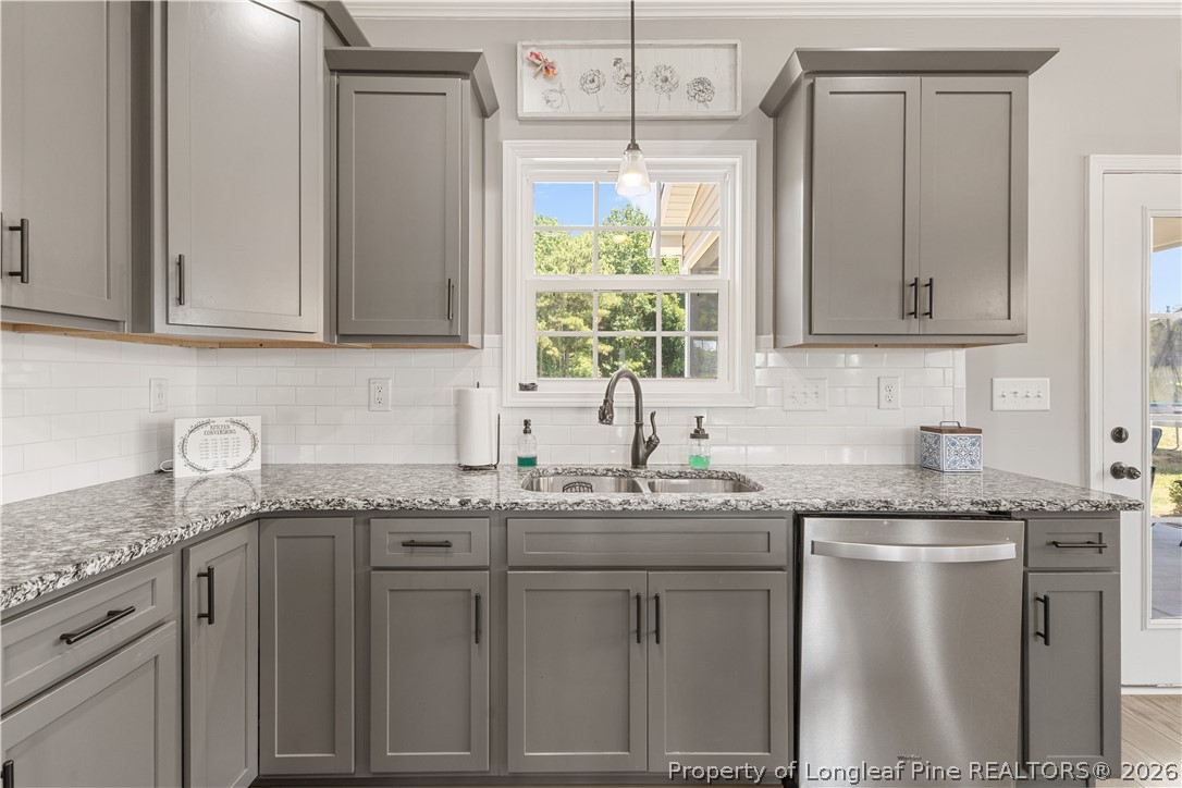 137 Minter School Road Sanford, NC 27332 - Photo 10 of 50 a kitchen with granite countertop cabinets sink and window