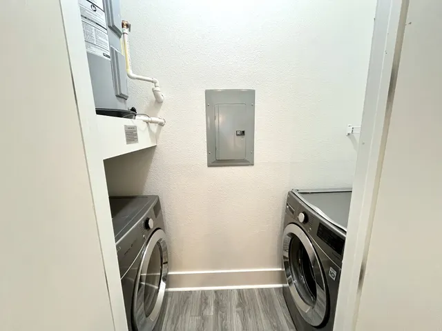 a room with a washer and dryer