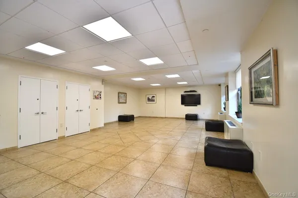 a living room with a large window