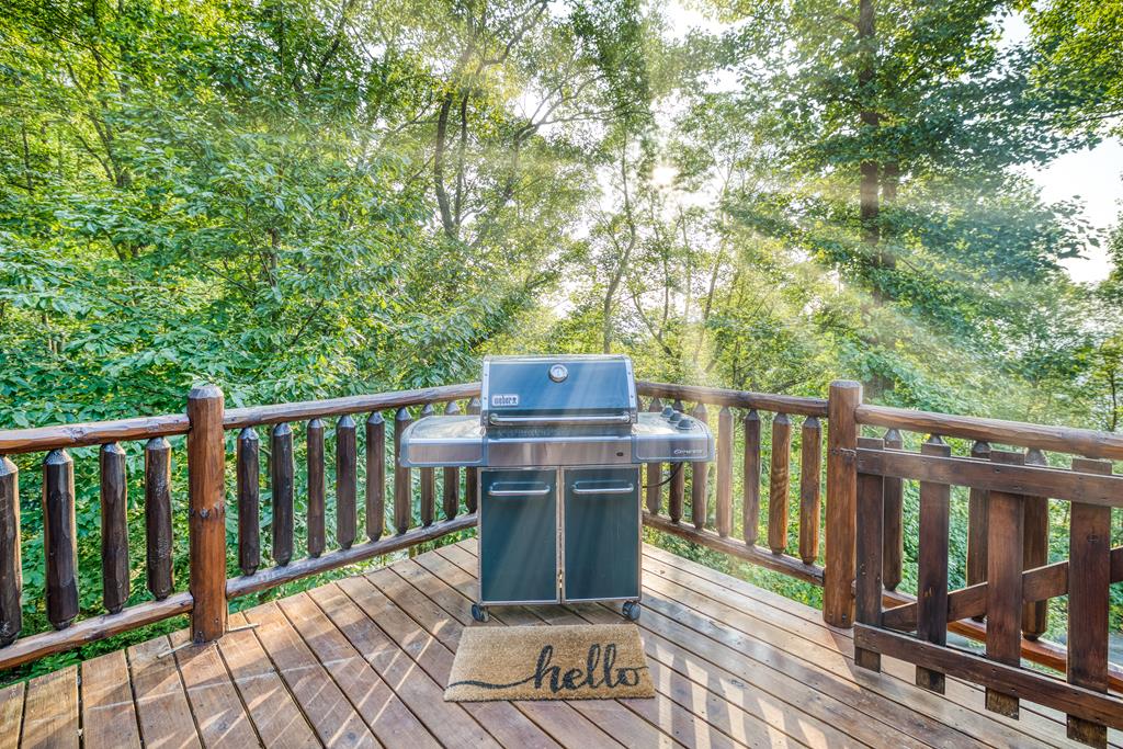 1447 Grandeur Drive Blue Ridge, GA 30513 - Photo 52 of 60 a view of balcony with wooden floor and fence