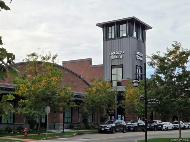 a view of a building and a street