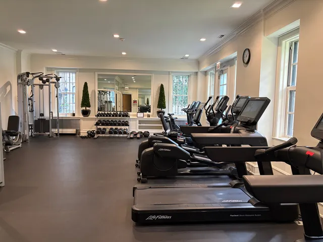 a view of a room with gym equipment