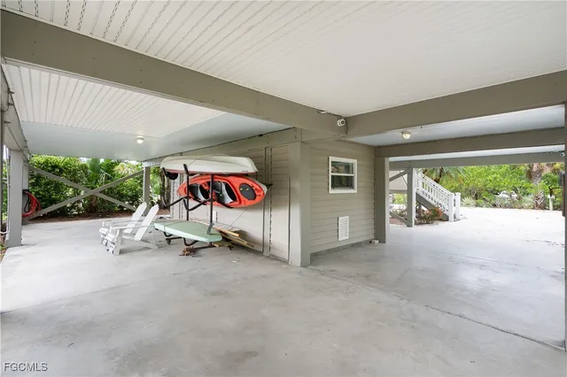a view of an outdoor space and garage