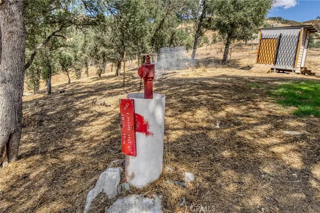 a flag is sitting in the middle of a yard