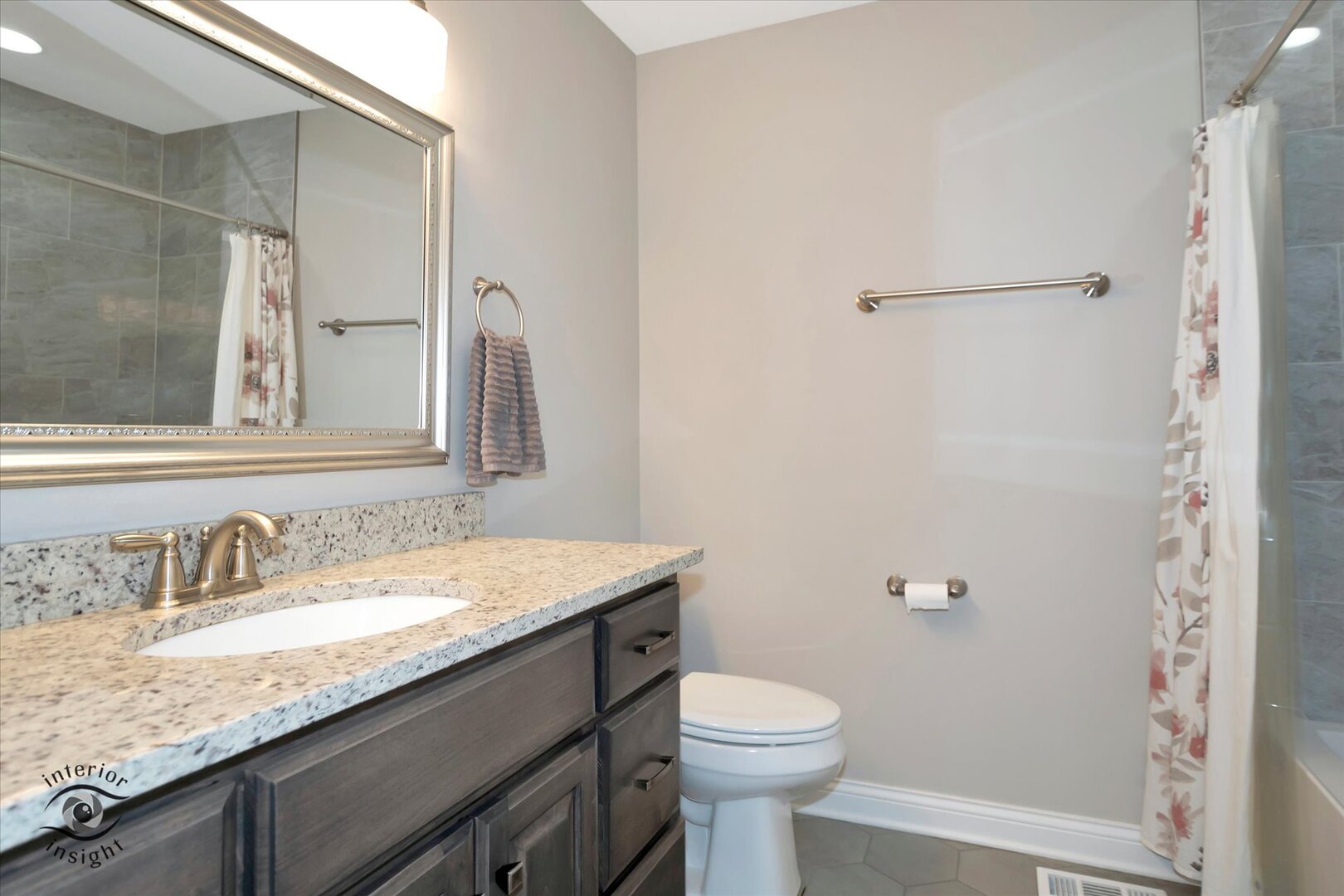 520 Hackberry Road Frankfort, IL 60423 - Photo 17 of 28 a bathroom with a granite countertop sink a toilet and a mirror