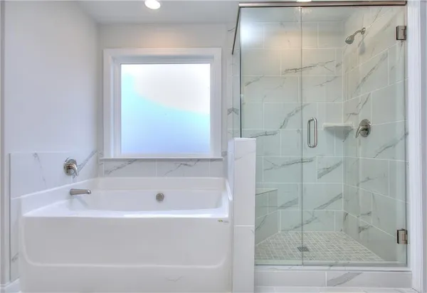 a bathroom with a bathtub