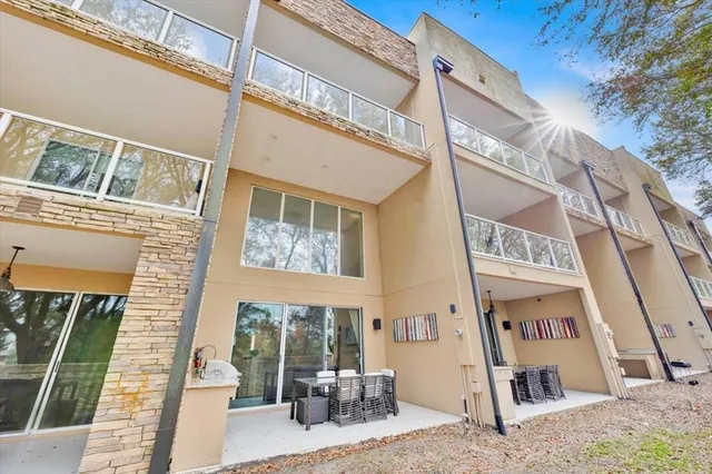 a view of a building with a sign broad