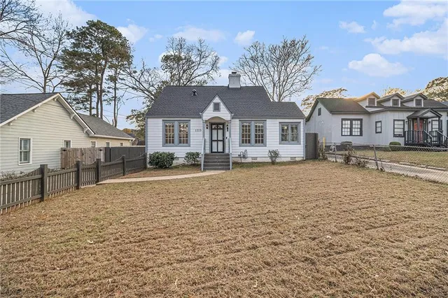 a house with a large space in front of it