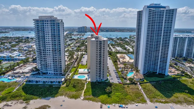 a city view with tall buildings