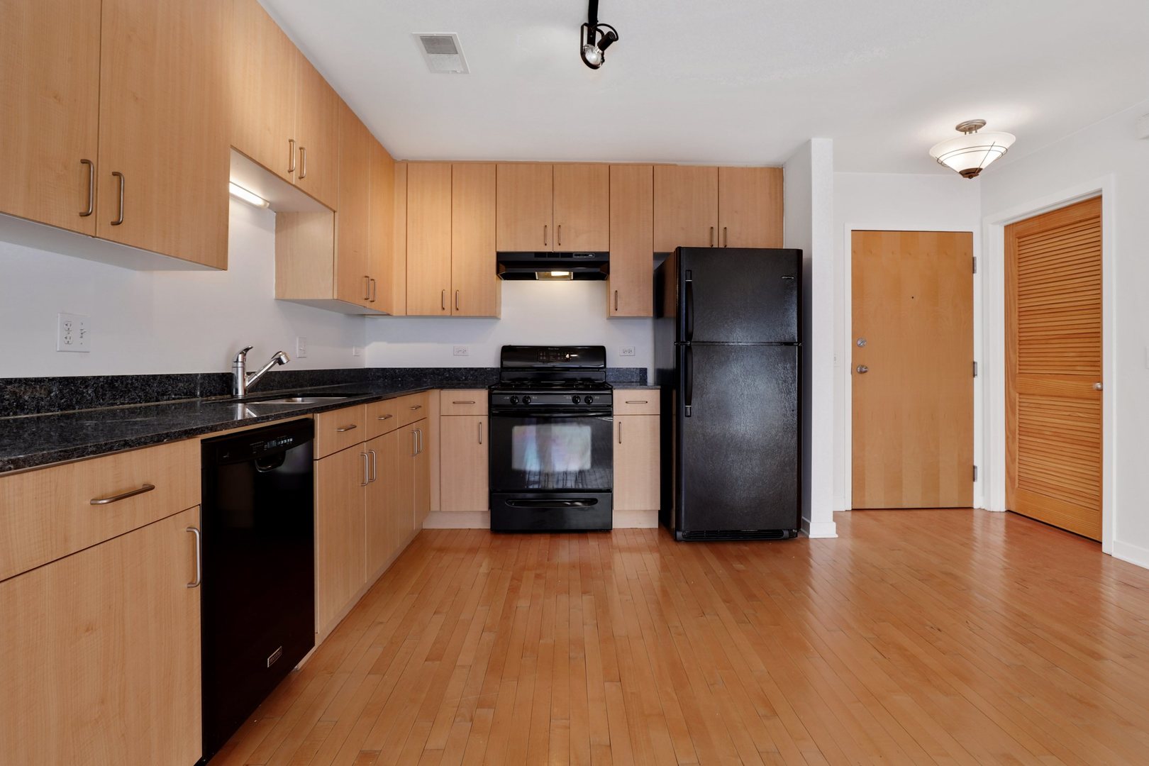 1910 South State Street, Unit 303 Chicago, IL 60616 - Photo 8 of 19 a kitchen with granite countertop stainless steel appliances a refrigerator and a stove top oven