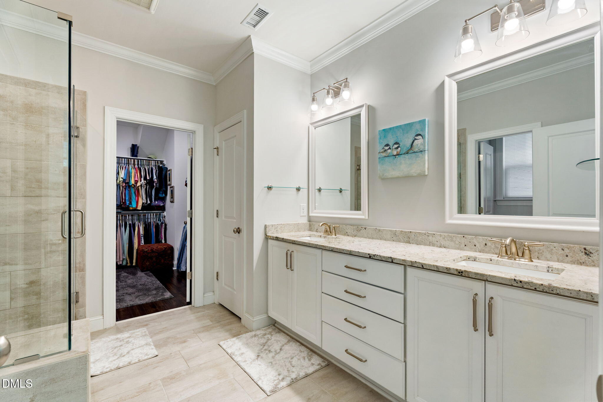 223 Colonial Ridge Drive Pittsboro, NC 27312 - Photo 21 of 47 a bathroom with a granite countertop sink and a mirror