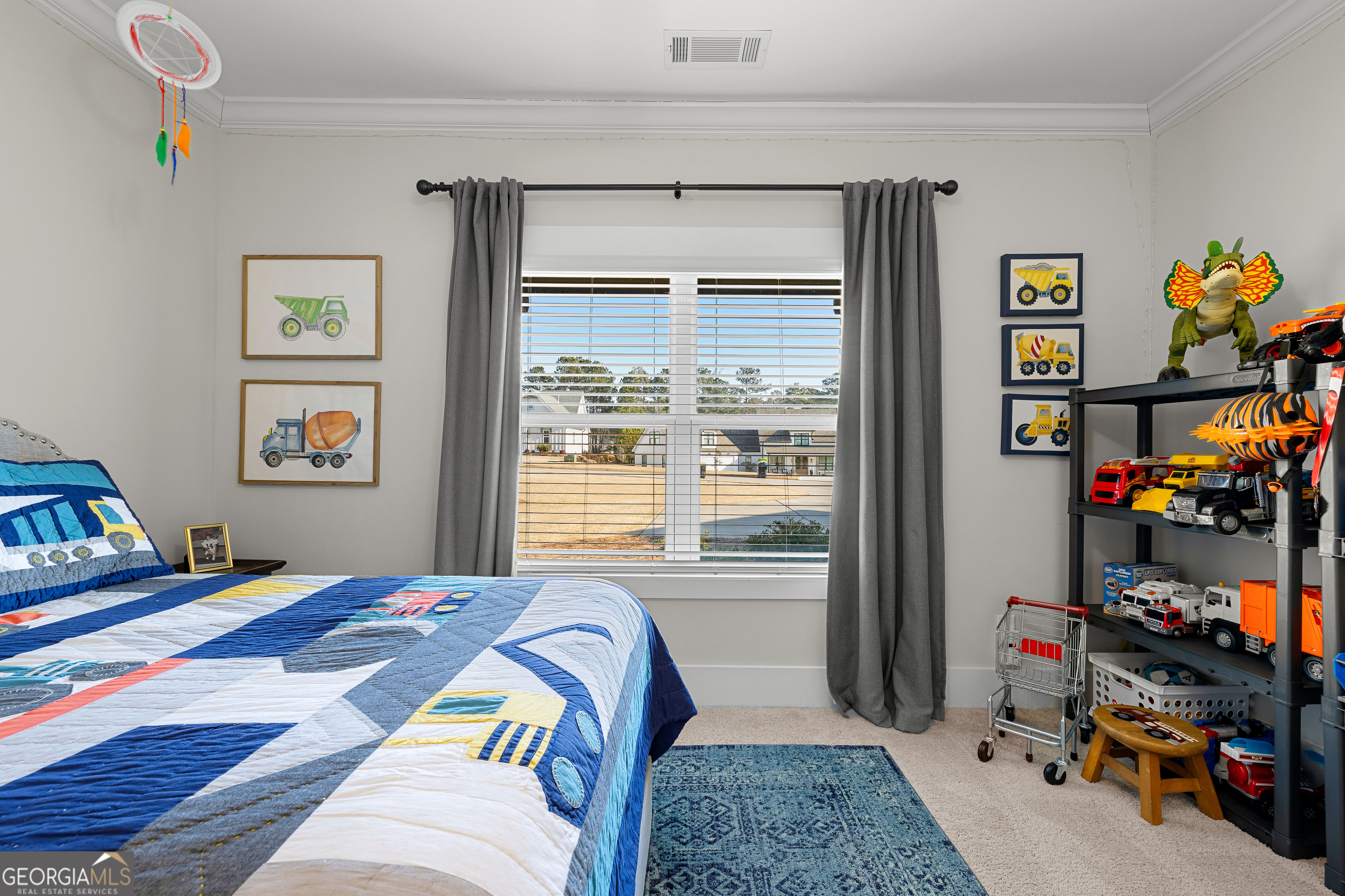 21 Waterview Circle Newnan, GA 30263 - Photo 42 of 75 a bedroom with a bed a baby crib and book shelf