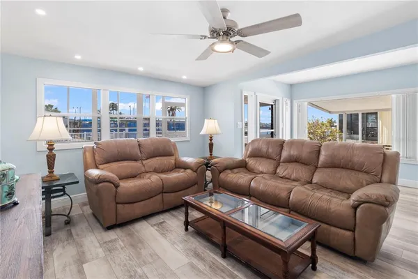 a living room with furniture