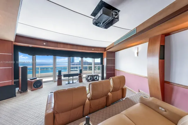a view of balcony with wooden floor