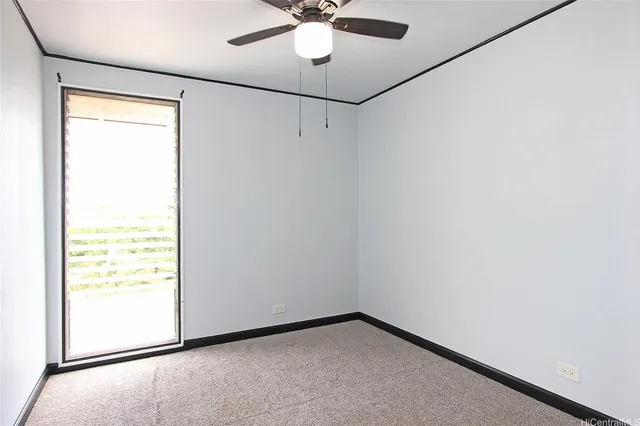 a view of a room with a window