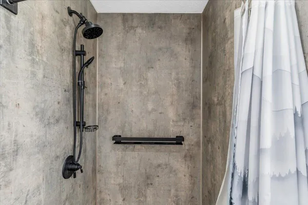 a bathroom with a shower