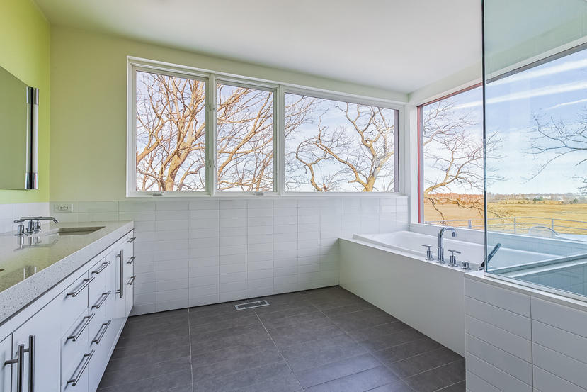 14 Outer Road South Norwalk, CT 06854 - Photo 19 of 38 a bathroom with a granite countertop sink and a large window