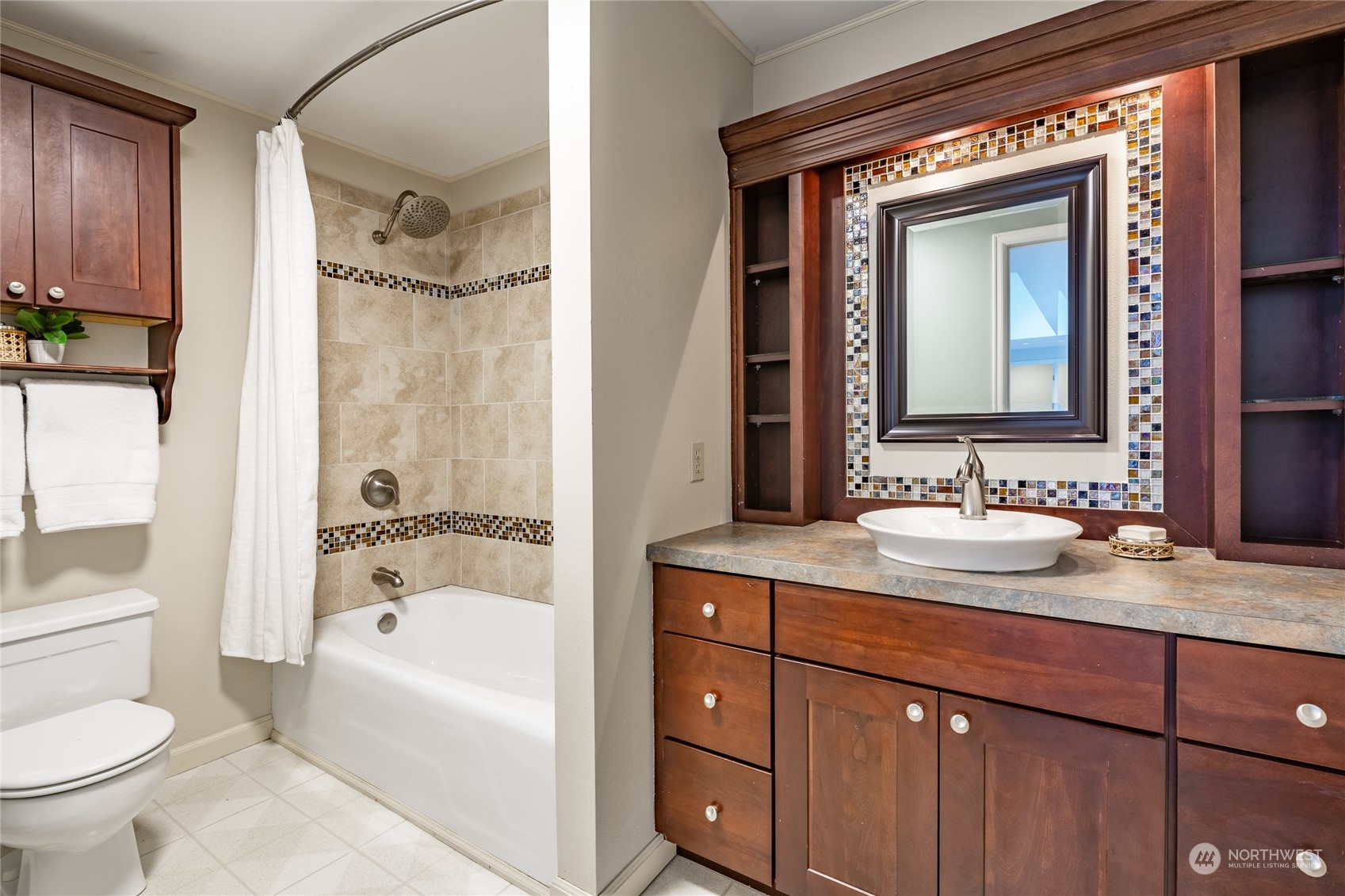 624 Clark Road Bellingham, WA 98225 - Photo 27 of 40 a bathroom with a granite countertop sink toilet and shower