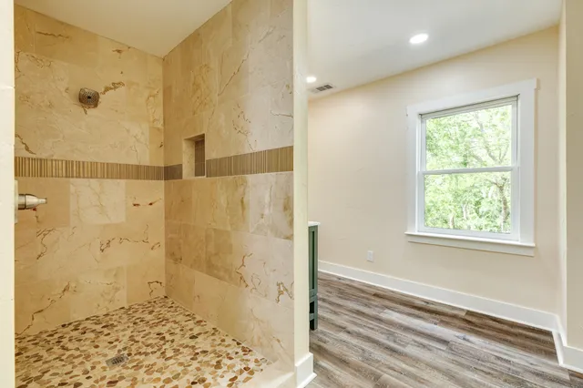 a bathroom with a shower