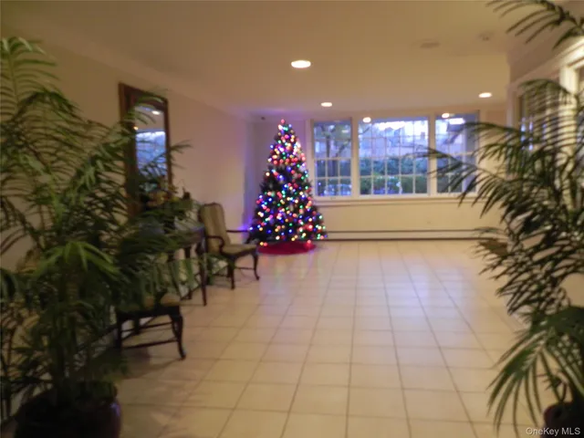 a room with lots of white walls and a potted plant