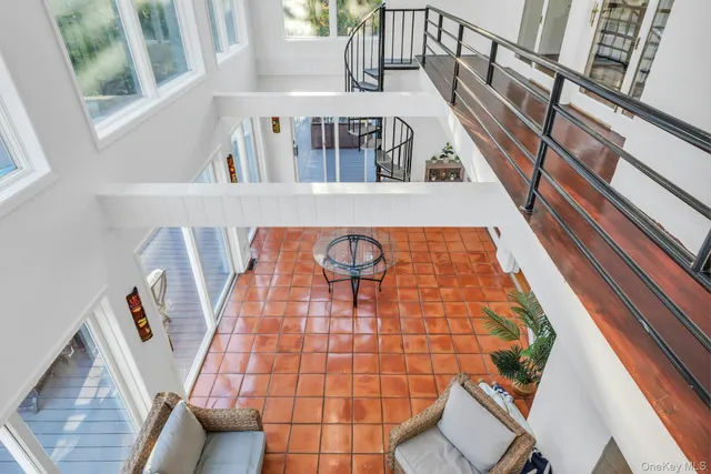 a view of an outdoor space with seating area