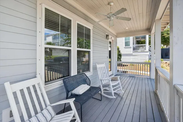 a view of a deck with wooden floor and outdoor space