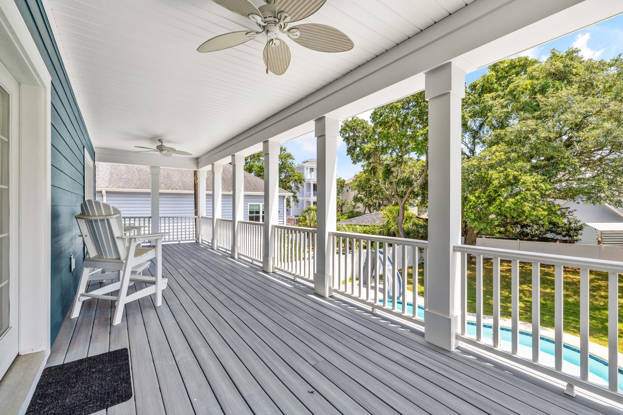 5907 Haskell Circle Myrtle Beach, SC 29577 - Photo 19 of 38 Wooden terrace with ceiling fan