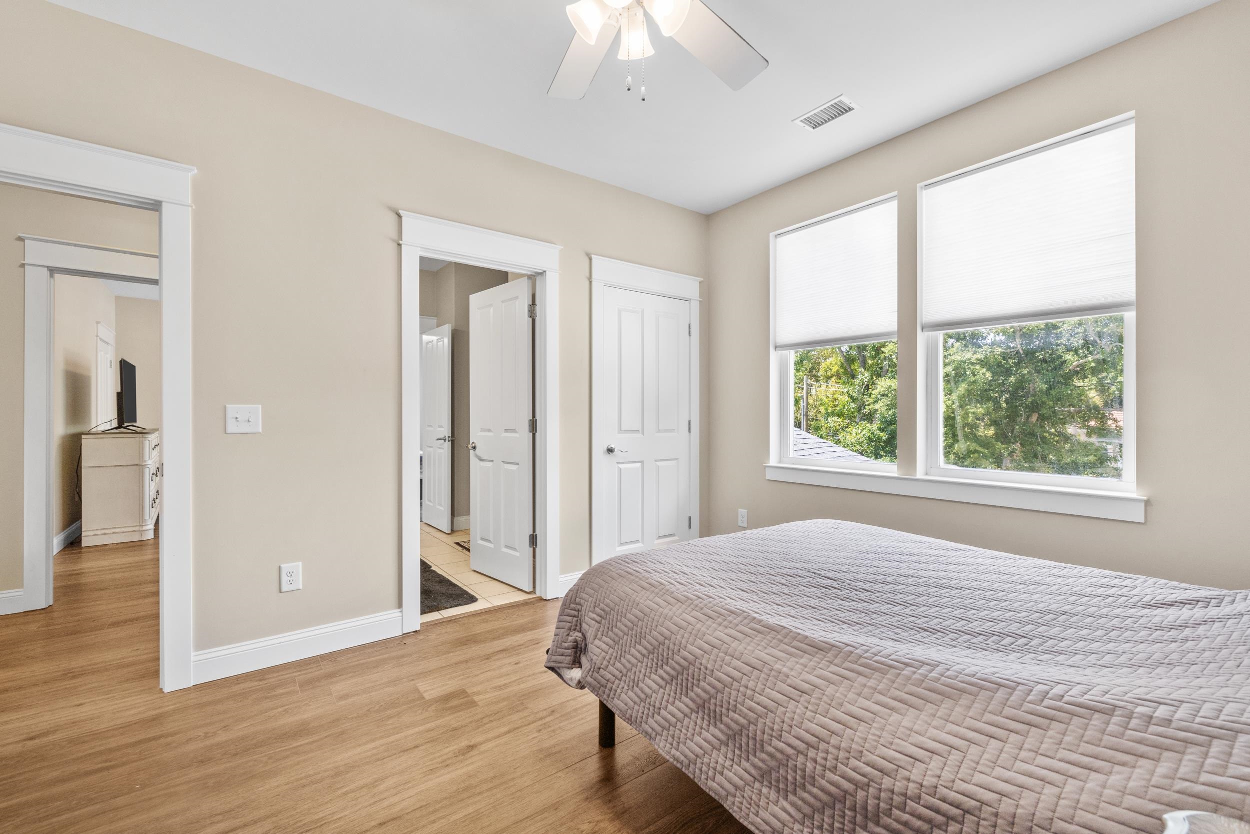 5907 Haskell Circle Myrtle Beach, SC 29577 - Photo 24 of 38 Bedroom with light wood-type flooring and a ceiling fan