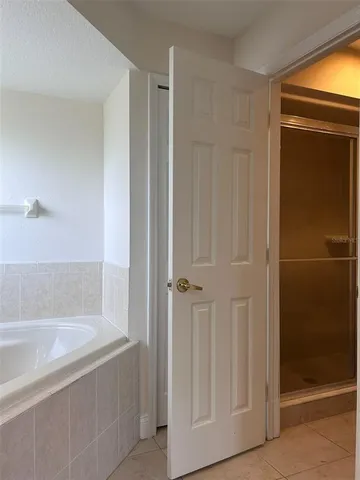 a bathroom with a bathtub