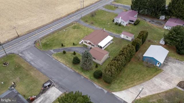 an aerial view of a house