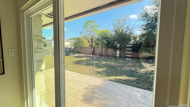 a view of a small yard from a window