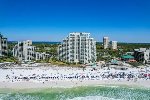 a view of a city with tall buildings