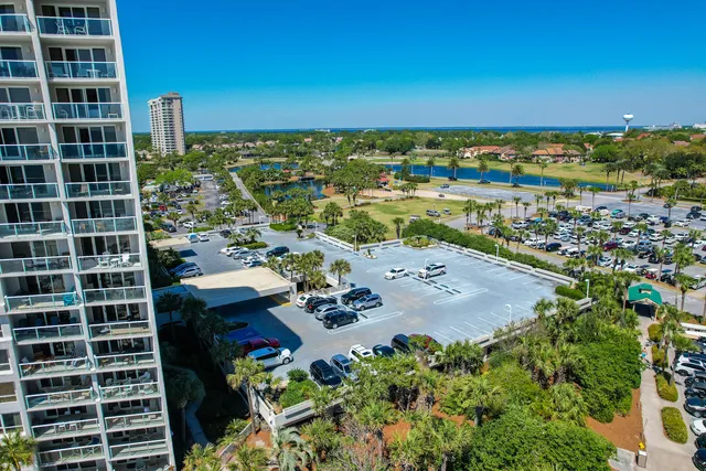 a view of a balcony with an ocean