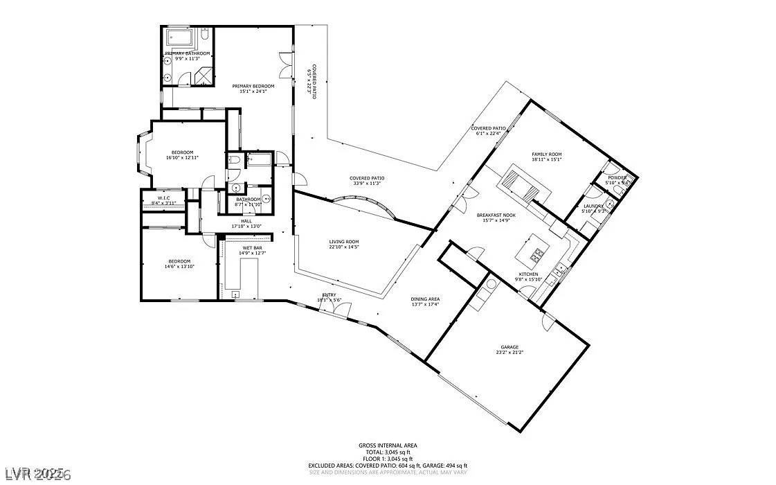 9 Quail Run Road Henderson, NV 89014 - Photo 57 of 57 A comprehensive floor plan detailing interior spaces, covered patios, and garage, offering a clear layout of the home's flow.