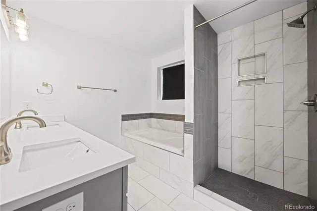 a bathroom with a sink and a shower