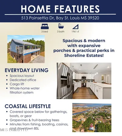 $379,000 | 513 Poinsettia Drive, Bay St. Louis, MS 39520