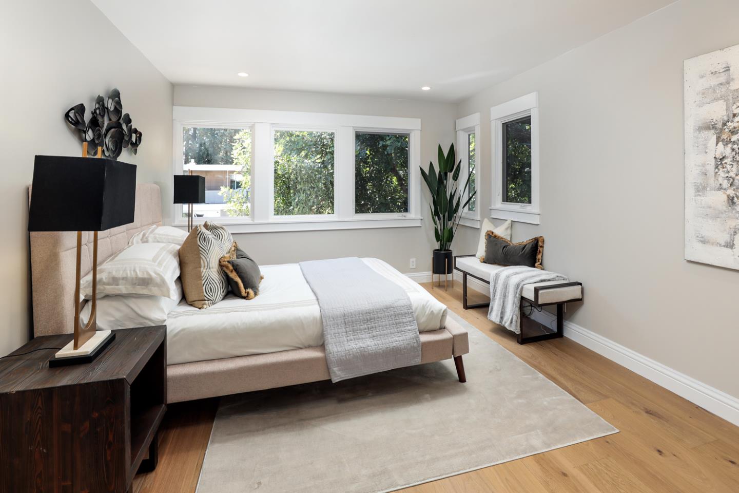 153 Stone Pine Lane Menlo Park, CA 94025 - Photo 14 of 31 a bedroom with a bed a couch and a window