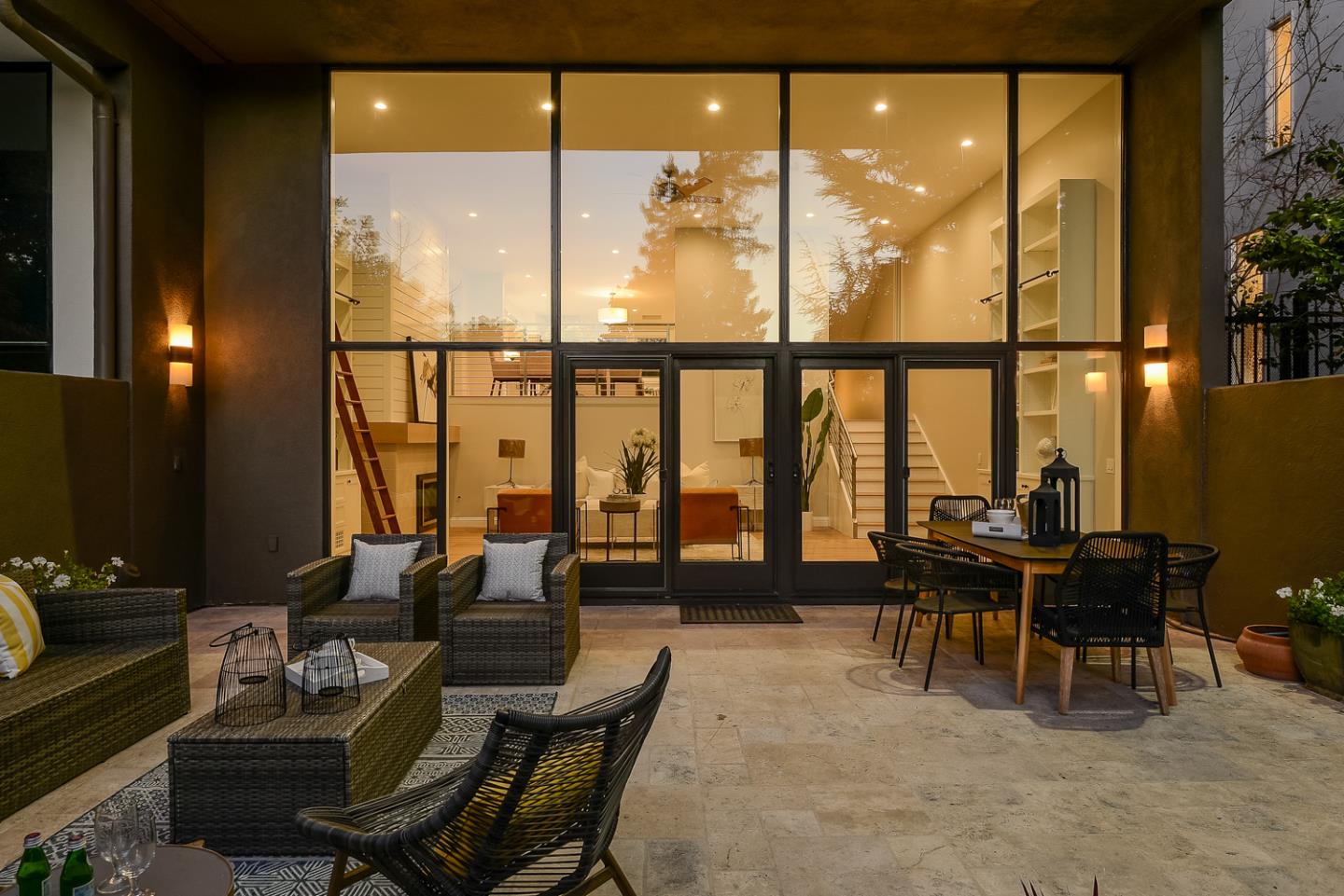 153 Stone Pine Lane Menlo Park, CA 94025 - Photo 27 of 31 a living room with furniture and floor to ceiling windows