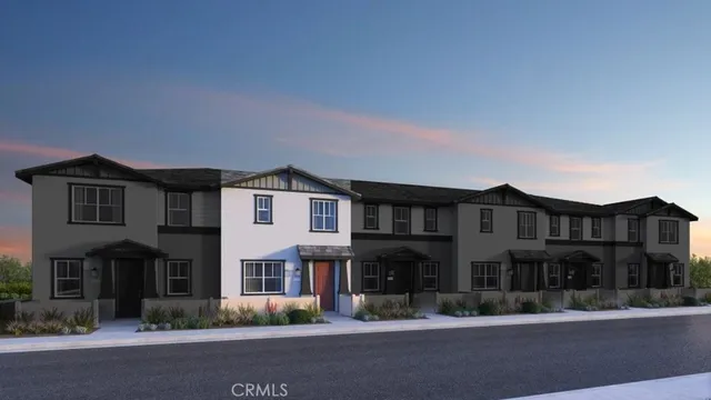 a front view of residential houses with street