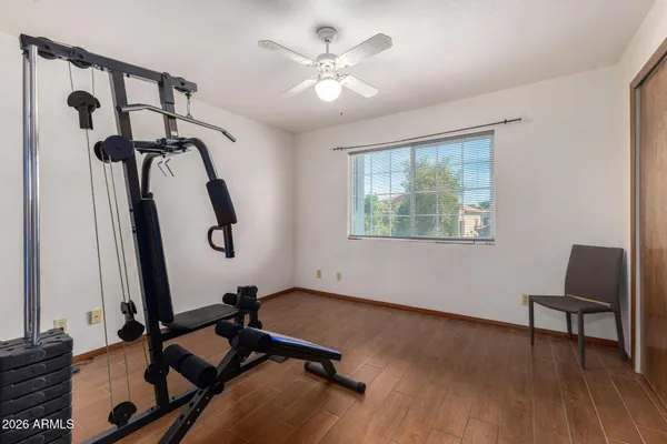 a view of a room with gym equipment