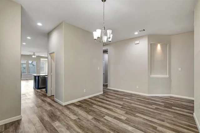 a view of a livingroom with a chandelier