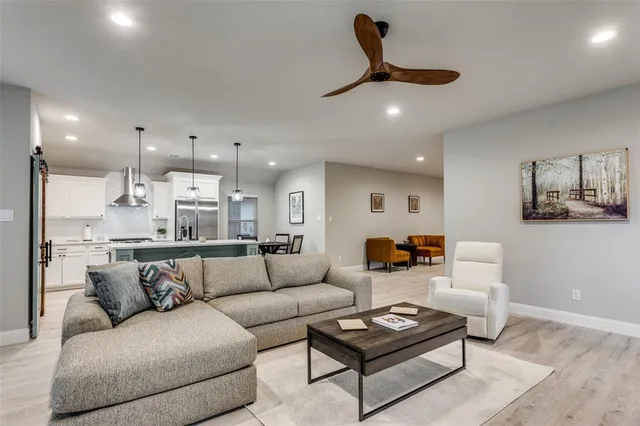 a living room with furniture