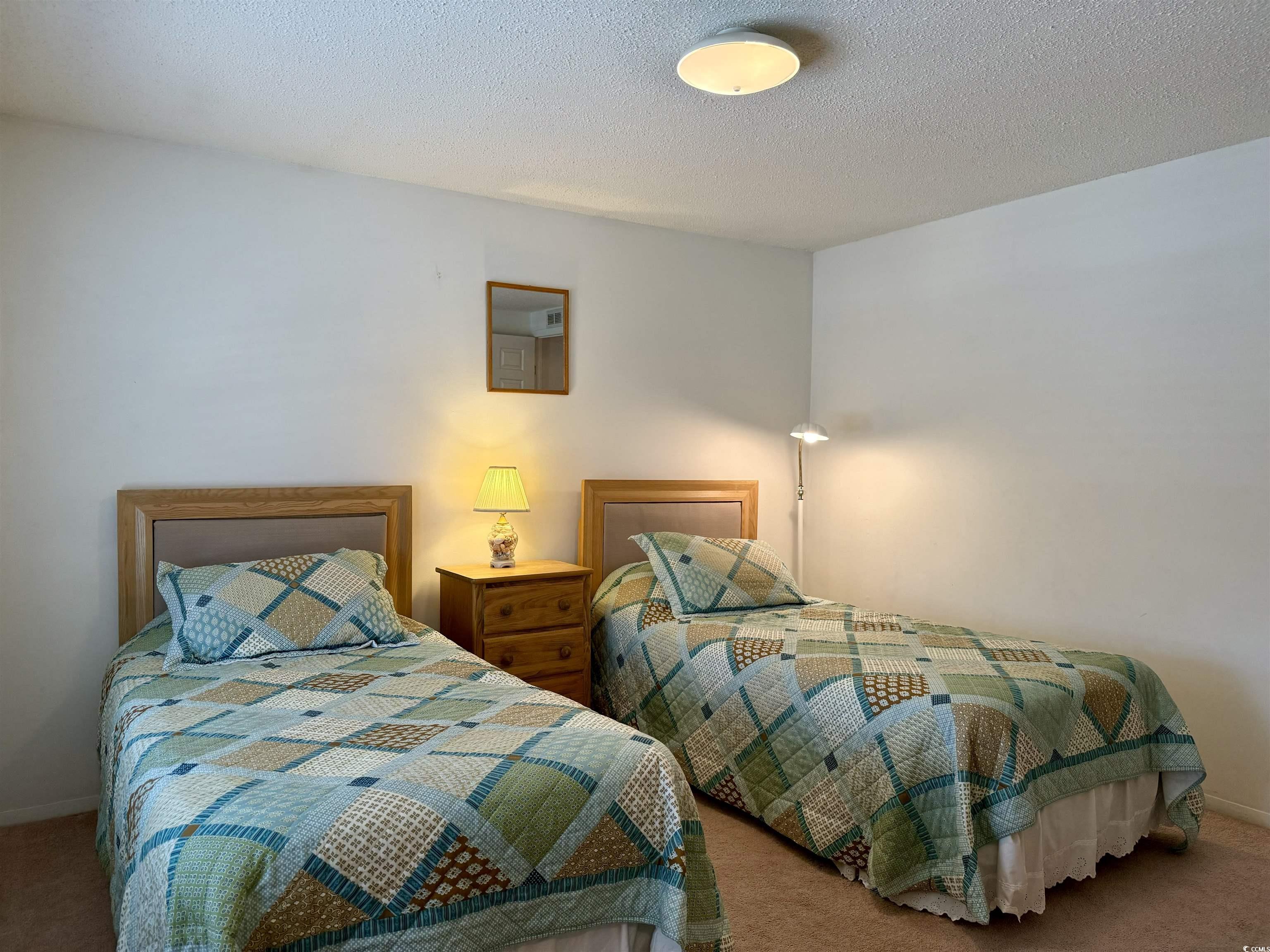 502 Sandpebble Surfside Beach, SC 29575 - Photo 16 of 31 Bedroom featuring carpet and a textured ceiling