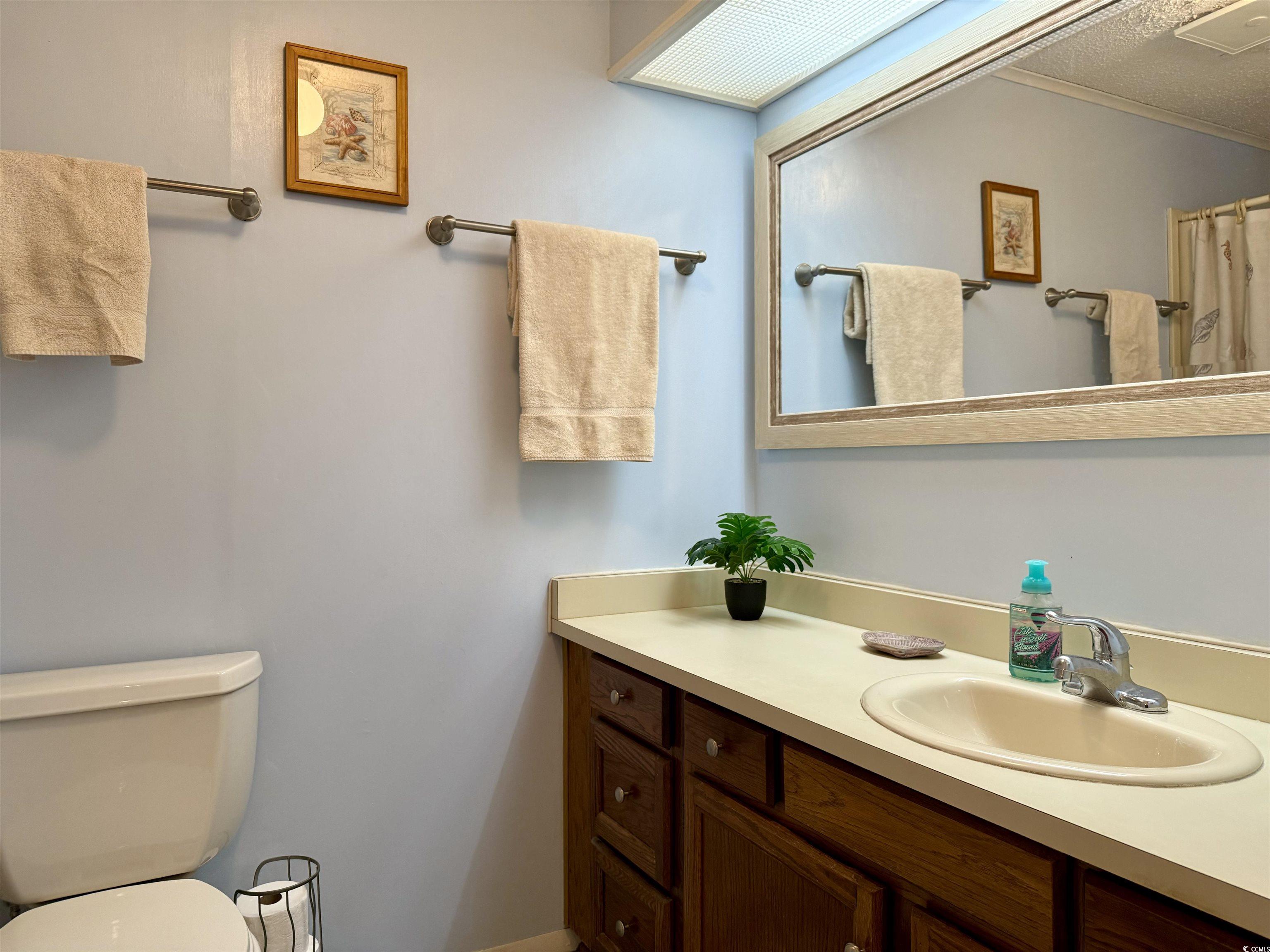 502 Sandpebble Surfside Beach, SC 29575 - Photo 19 of 31 Bathroom featuring vanity, a textured ceiling, and